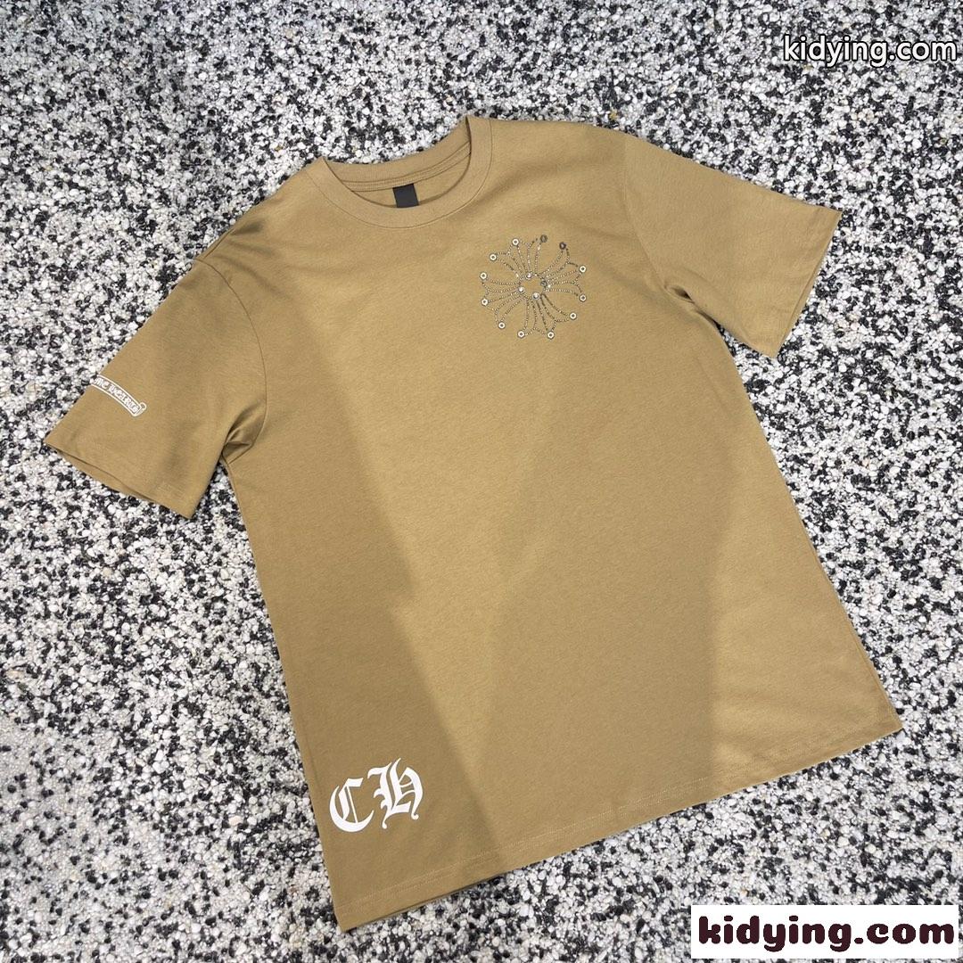 おしゃれ ロゴ クルーネック クロムハーツ 半袖Tシャツ コピー ゆったり トップス-2