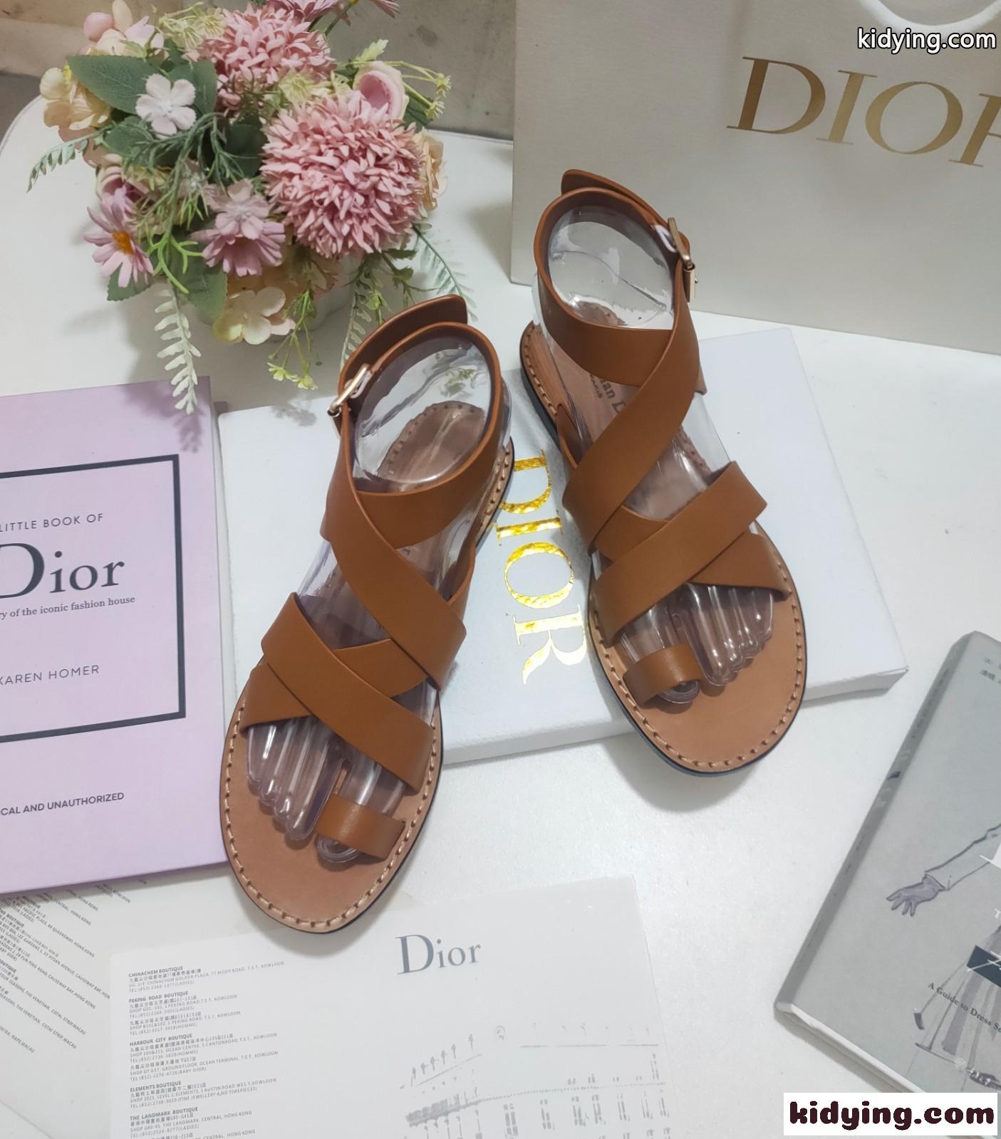 Dioriviera Dior Sun トゥリング サンダル クリスチャン・ディオール サンダル コピー ブラウン-1