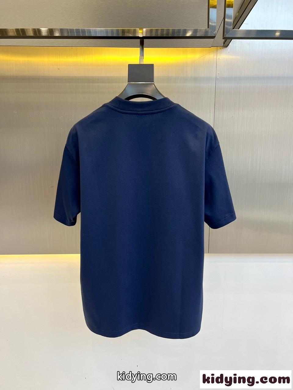 お洒落 ジバンシィ Tシャツ 偽物 ロゴ入り 半袖Tシャツ コットン ブルー-3