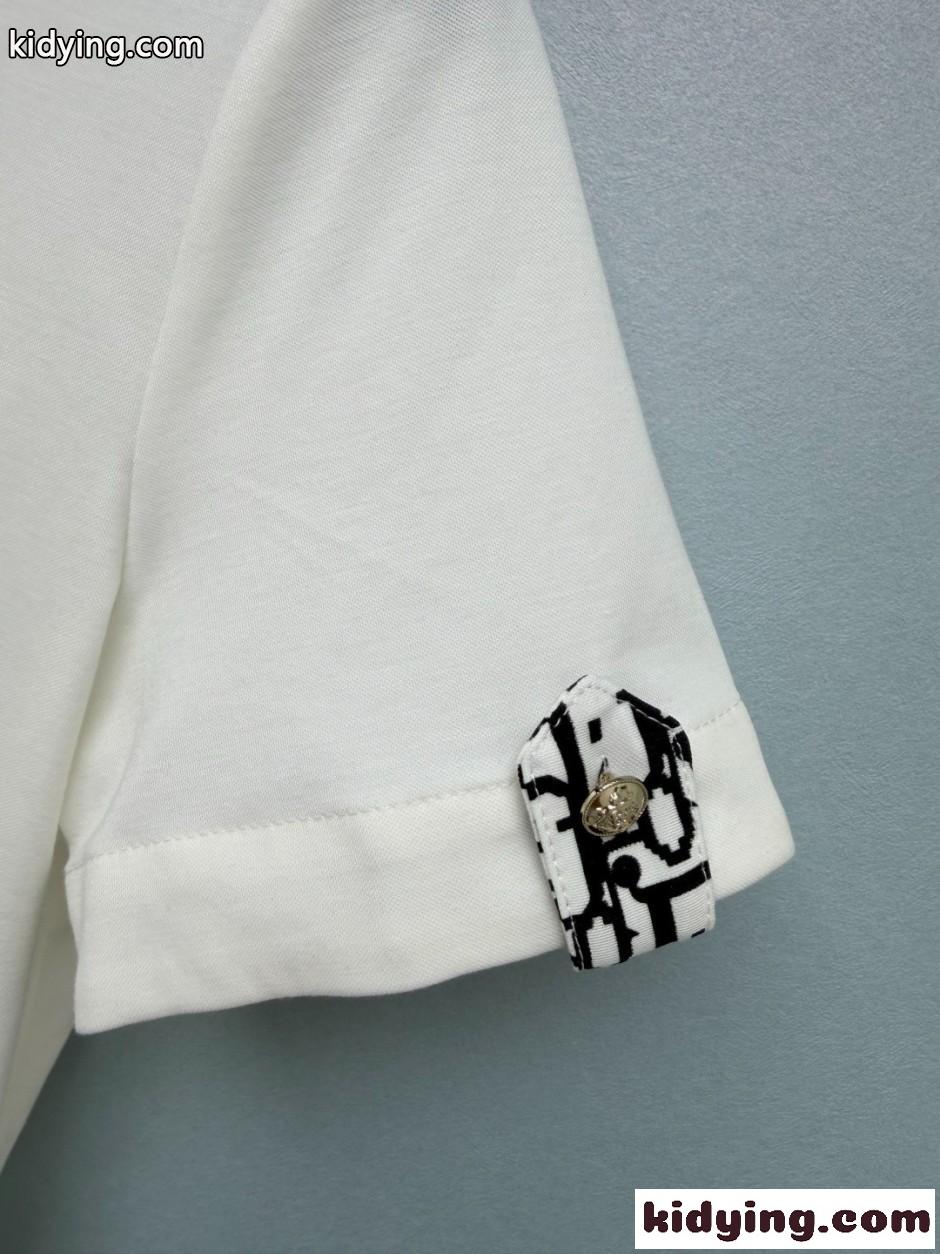 カジュアル 上品 半袖ポロシャツ クリスチャン・ディオール Tシャツ コピー ホワイト-2