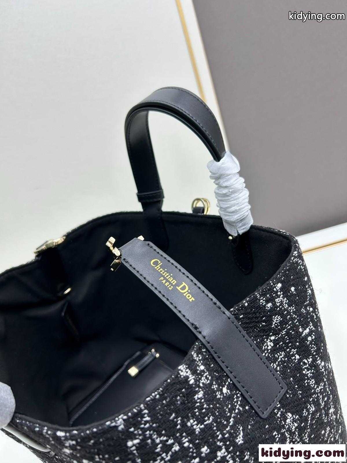 カナージュ ツイード Dior Toujours バッグ ミディアム クリスチャン・ディオール バッグ コピー ブラック-4