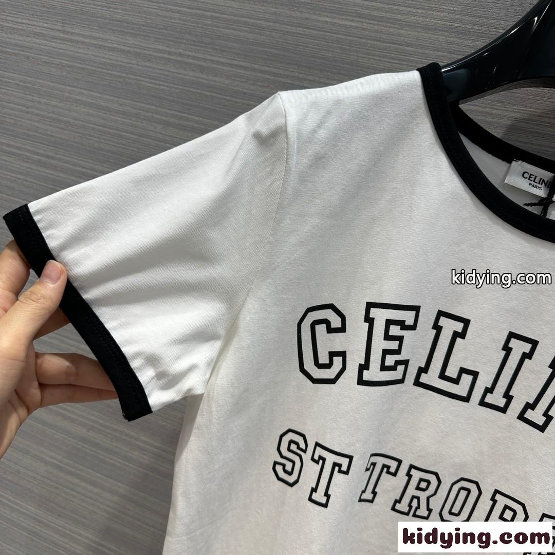 定番 クルーネック 半袖 セリーヌ CELINE ST TROPEZ コットン Tシャツ スーパーコピー-1