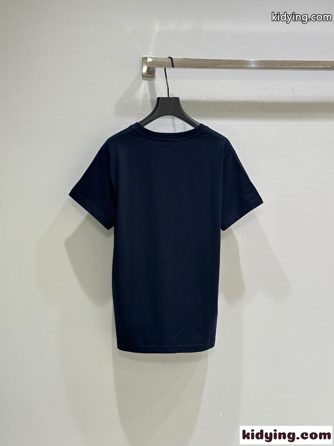 定番 カジュアル クルーネック グッチ Tシャツ コピー 半袖トップス ネイビー-3