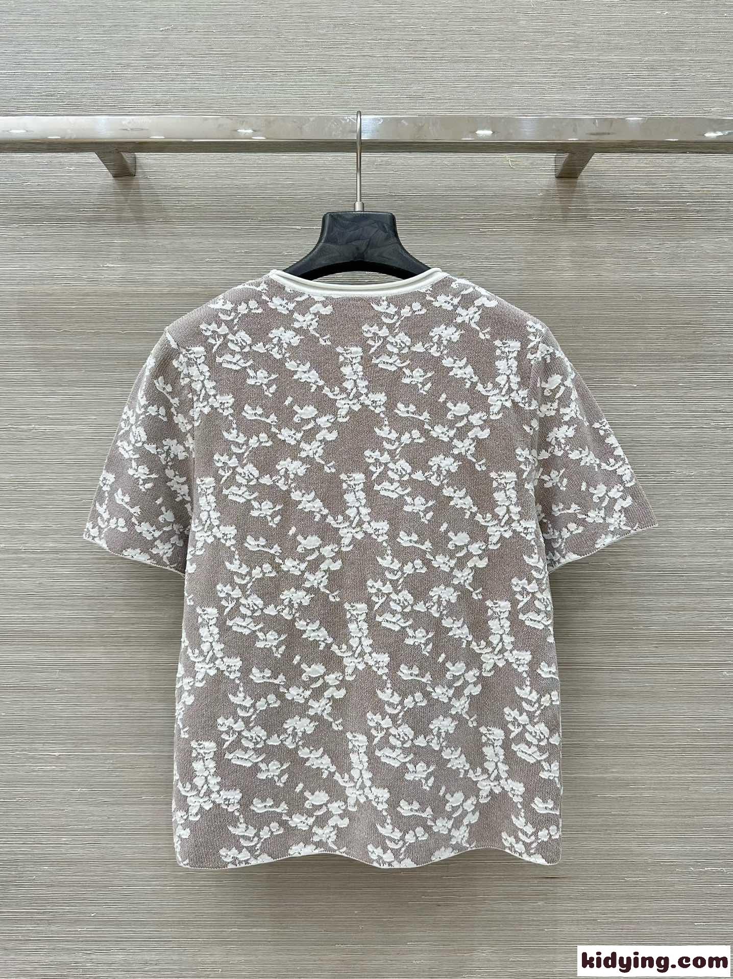 フェンディ Tシャツ コピー レディース ジャガード フローラルモチーフ 半袖 トップス-4