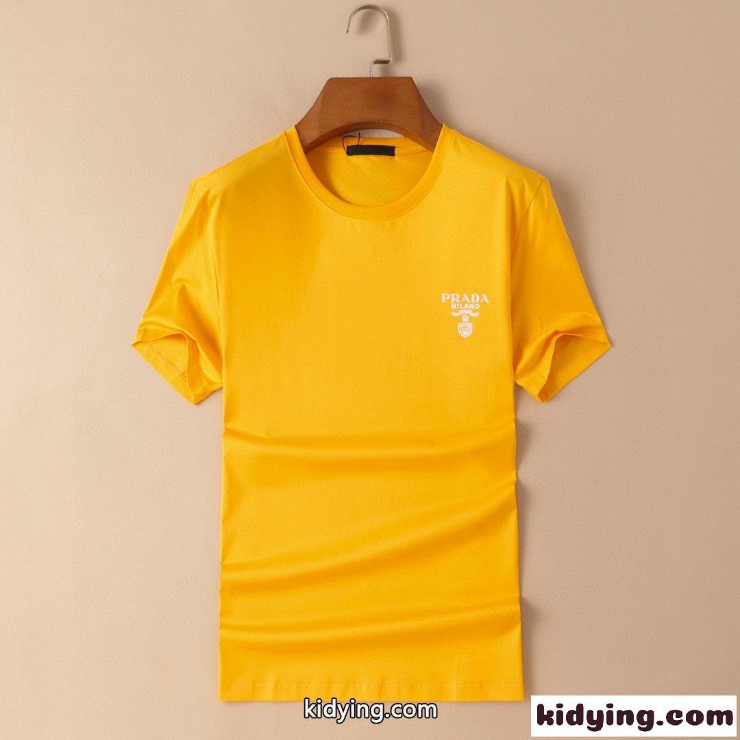 大きいサイズあり 飽きのこない 3色あり ベーシック ロゴ プリント プラダ 半袖tシャツ コピー クルーネック トップス-0