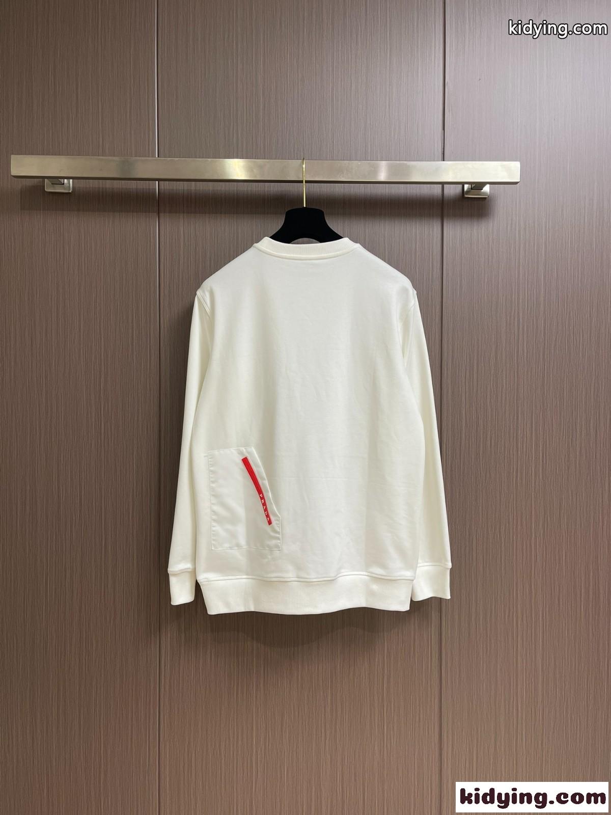 定番 カジュアル スウェットシャツ プラダ Tシャツ コピー ユニセックス ホワイト-1