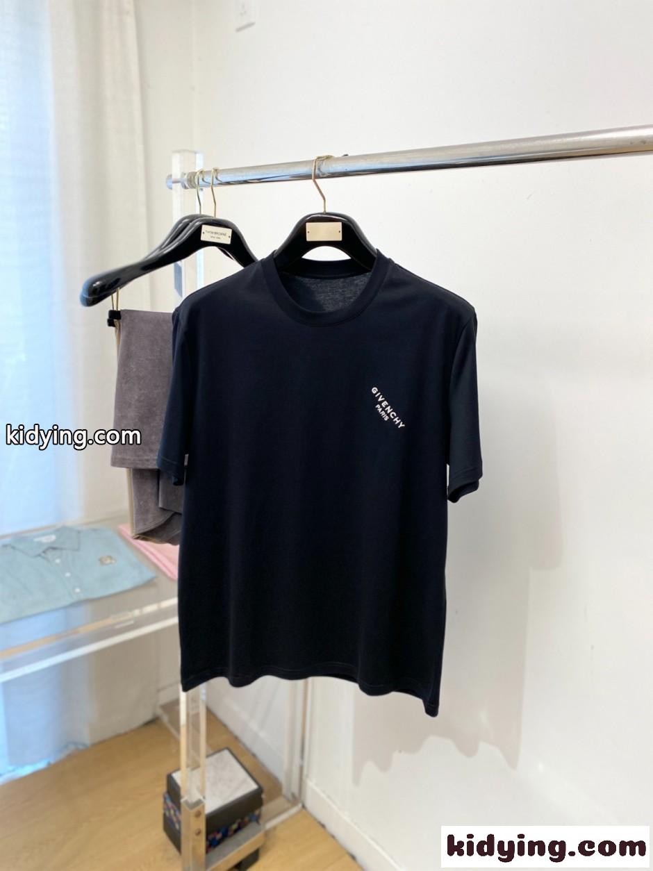 カジュアル 洗練された ロゴ刺繍 半袖Tシャツ ジバンシィ Tシャツ 偽物 ブラック-0