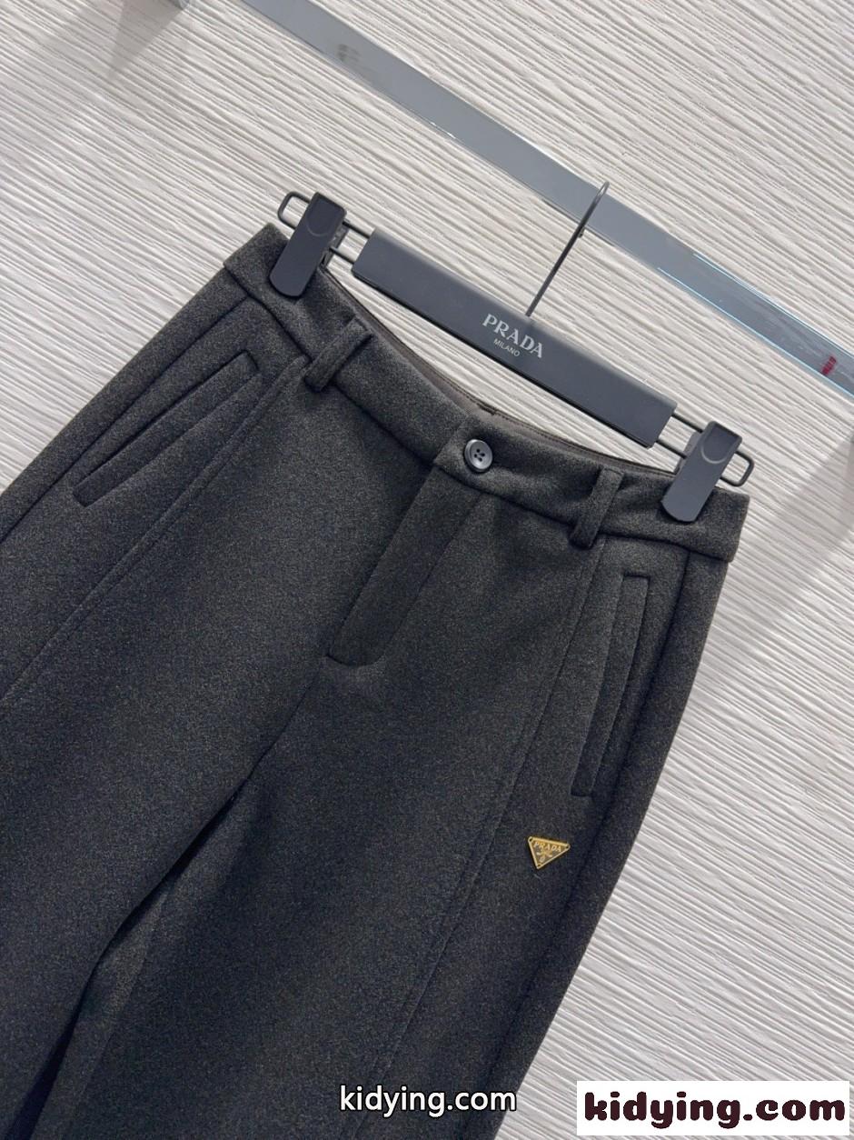 プラダ パンツ 偽物 ロゴ入り ロングパンツ 秋冬 カジュアル ラシャパンツ-2