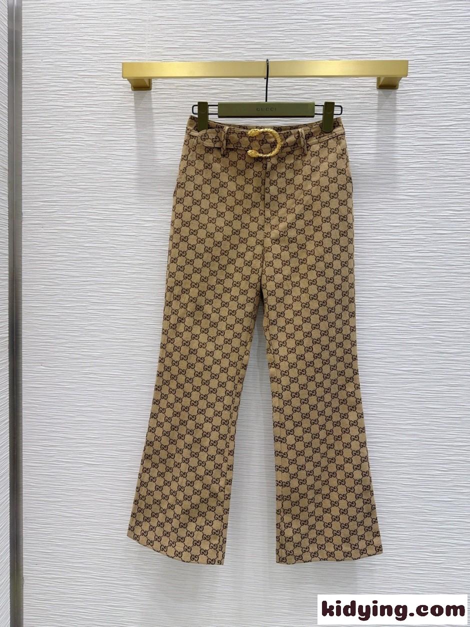 GGコットンキャンバス ファブリック パンツ グッチ スラックス 偽物 レディース-0