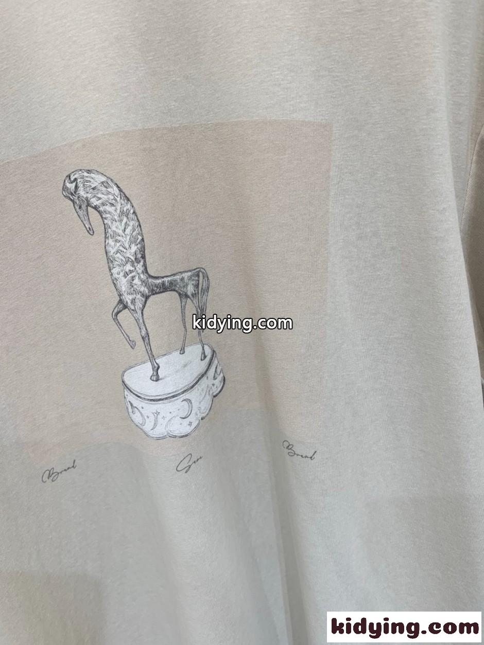 おしゃれ プリント クルーネック 長袖Tシャツ イザベルマラン Tシャツ コピー-3