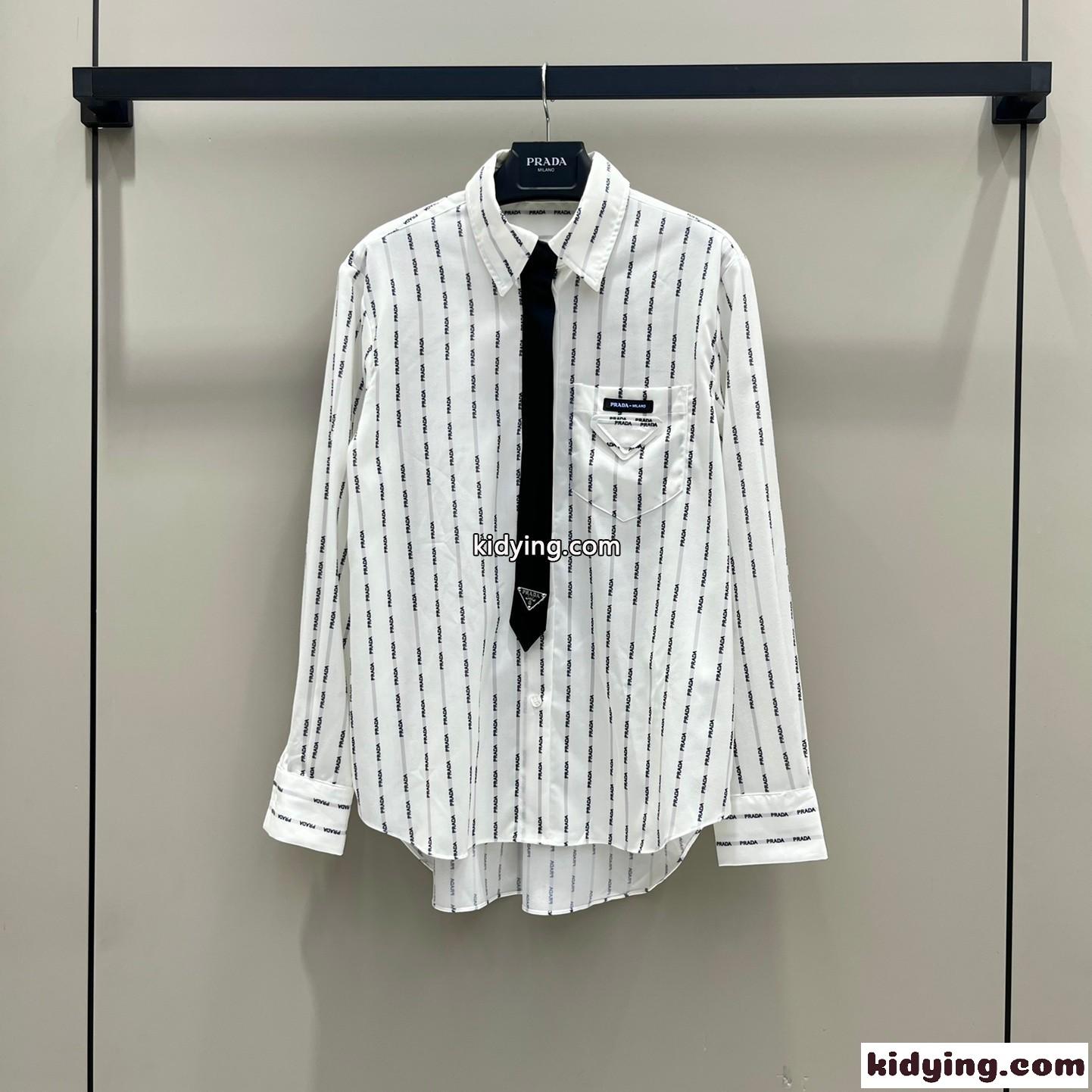 おしゃれ ロゴプリント プラダ シャツ コピー ロングスリーブ レディース-1