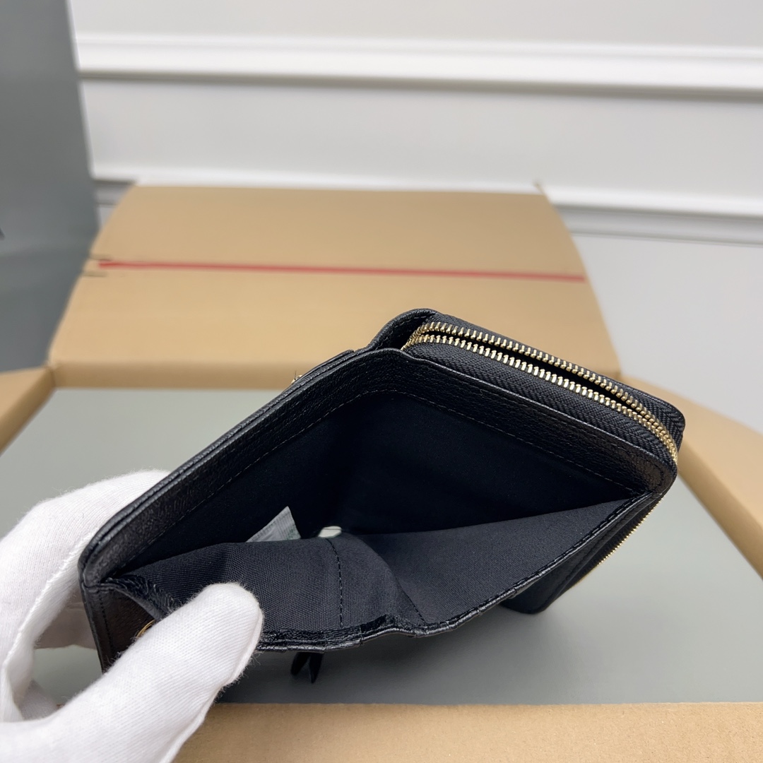 カジュアル グレインレザー コンパクトウォレット バレンシアガ 財布 コピー 二つ折り財布 ブラック-5