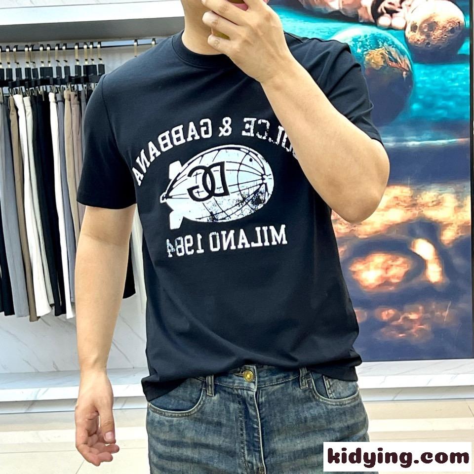 カジュアル 定番 プリント ドルチェ&ガッバーナ Tシャツ コピー 半袖Tシャツ ブラック-1