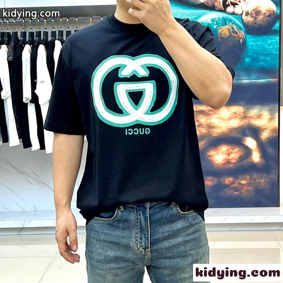 シンプル 快適 コットン 半袖Tシャツ グッチ Tシャツ コピー ブラック-1