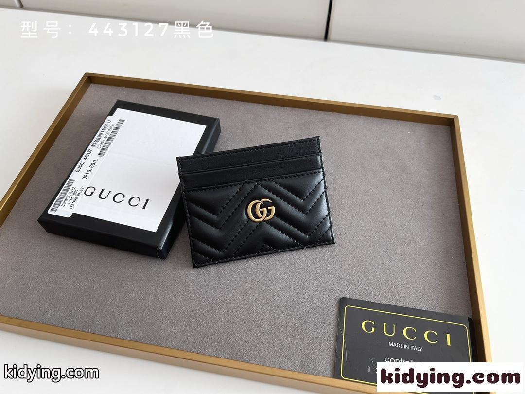 GGマーモント カードケース グッチ 財布 コピー キルティング 薄型カード入れ ブラック-2