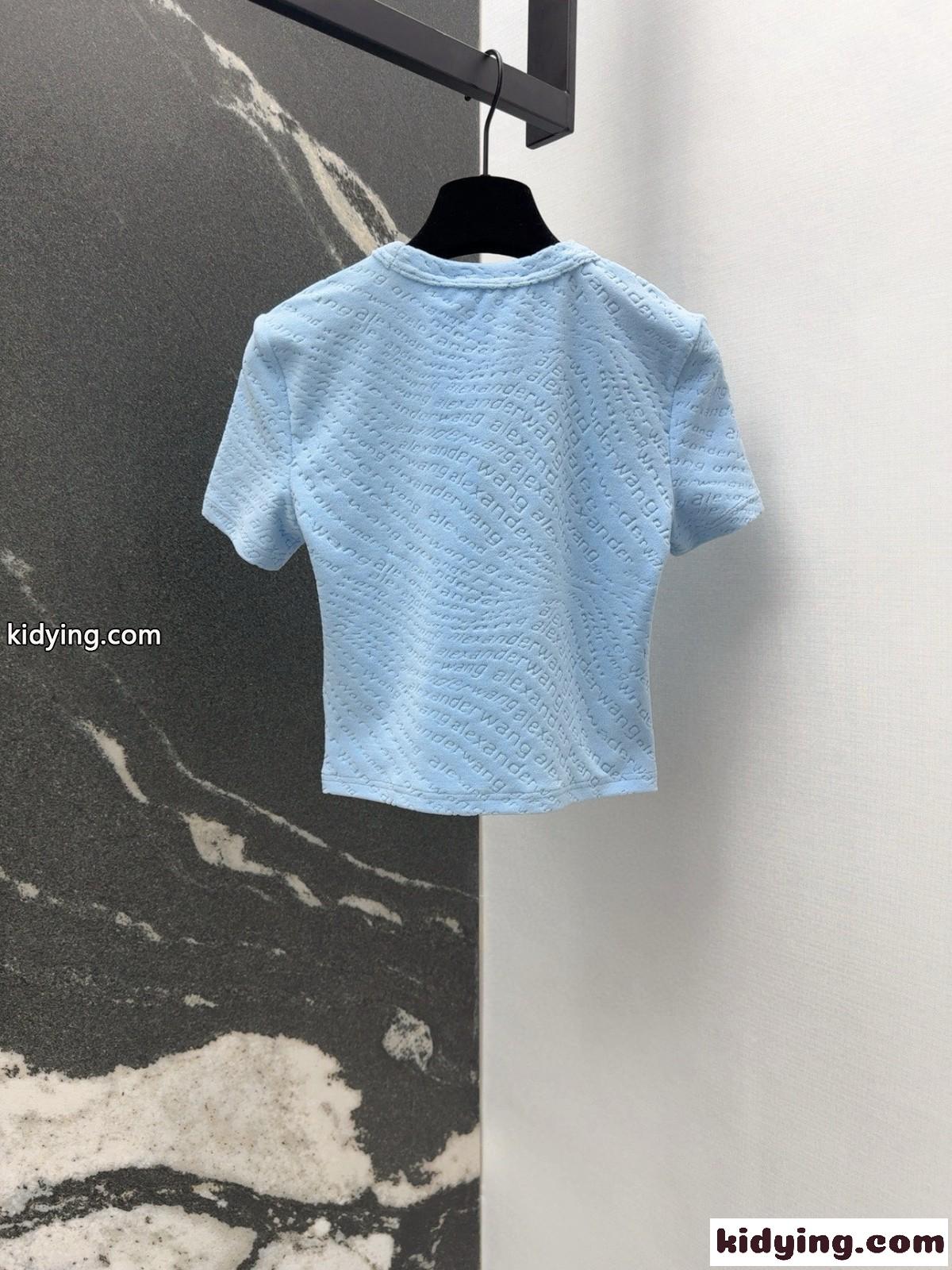 ロゴジャカード ショートスリーブtシャツ アレキサンダーワング Tシャツ コピー ブルー-2