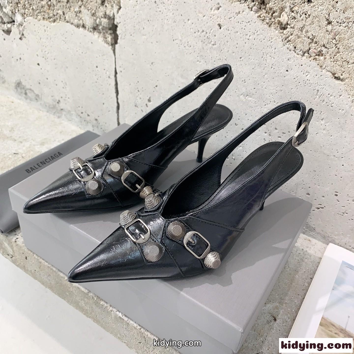 バレンシアガ カゴール スリングバック ハイヒール スーパーコピー ブラック-2