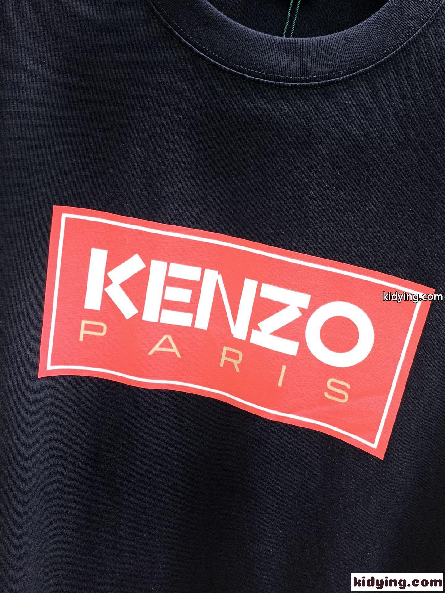 シンプル おしゃれ クルーネック ロゴ プリント ケンゾー Tシャツ コピー ブラック-3
