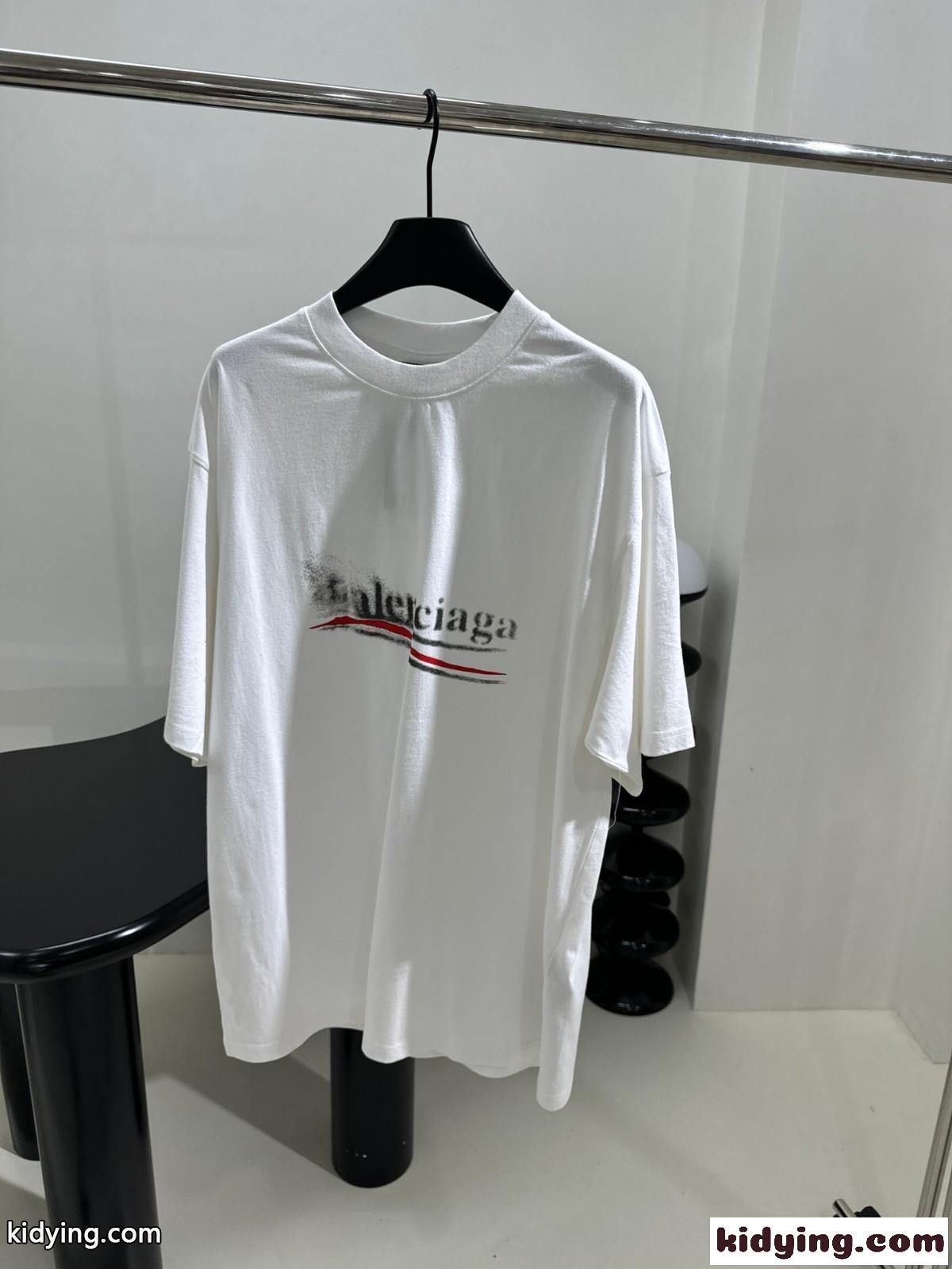 POLITICAL STENCIL 半袖Tシャツ ミディアムフィット バレンシアガ Tシャツ コピー ホワイト-0