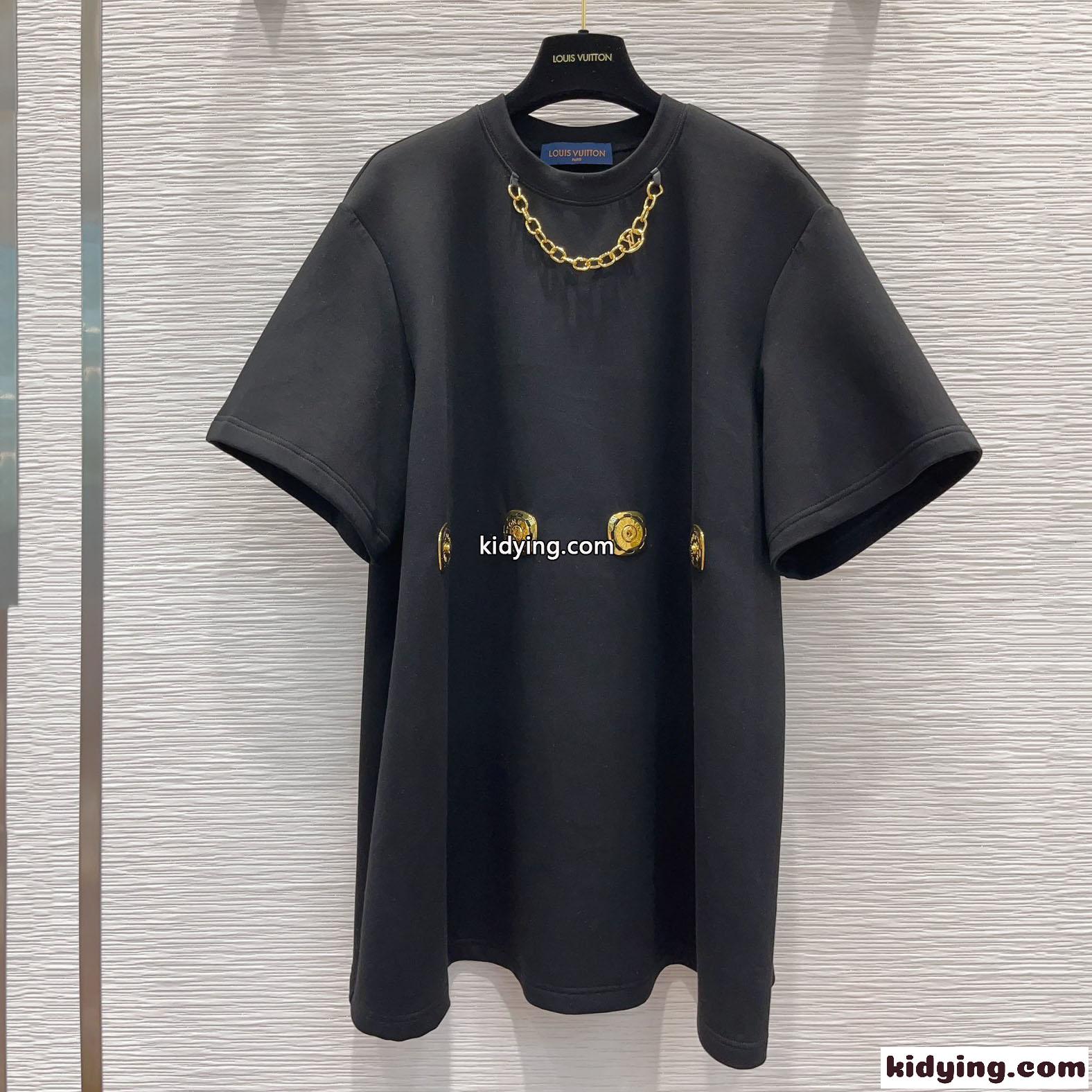 ジャイアントスナップボタンTシャツドレス ルイヴィトン ワンピース コピー レディース-0
