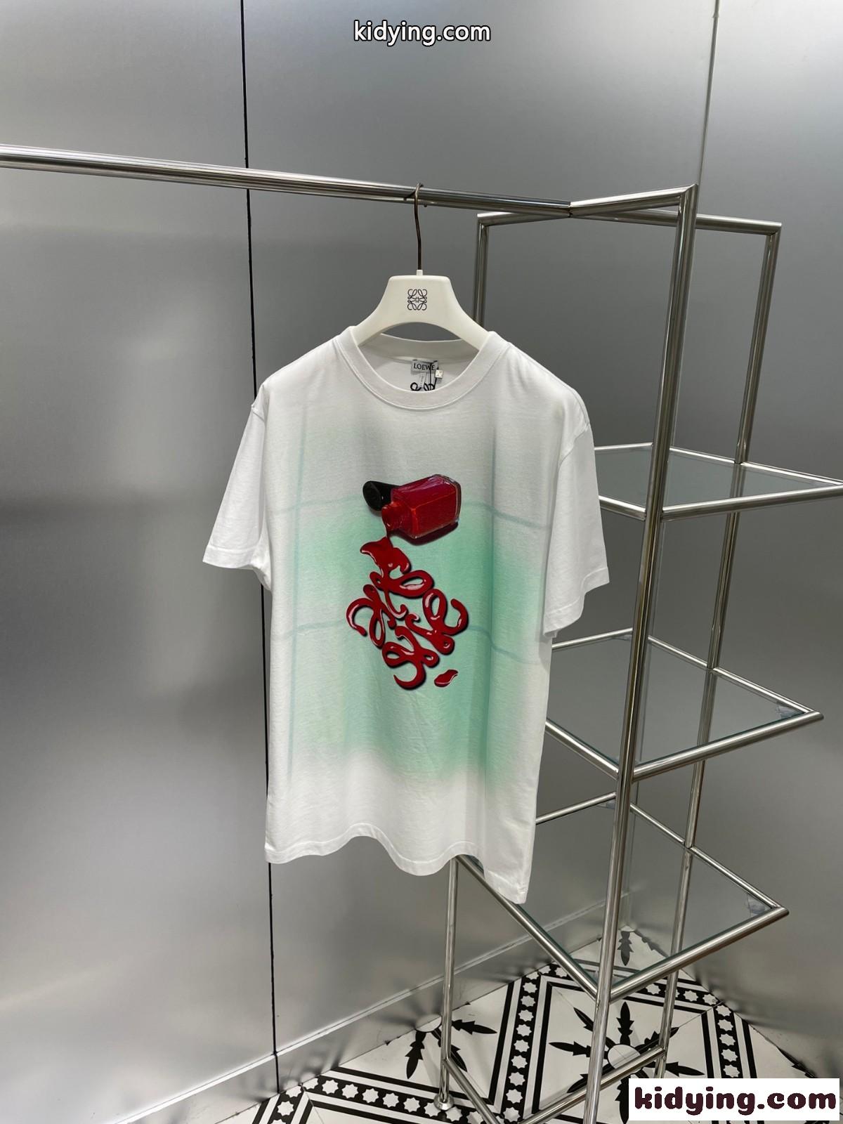 流行り ゆったり 体型カバー ユニセックス ロエベ tシャツ コピー 春夏 プリント コットン 着心地いい カジュアル-1