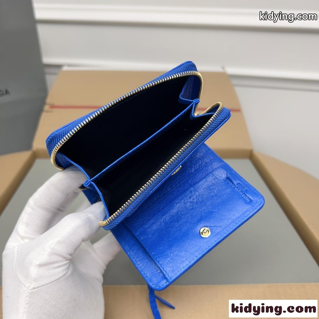 上品 高級感 コンパクトウォレット バレンシアガ 財布 コピー 二つ折り財布 ブルー-5