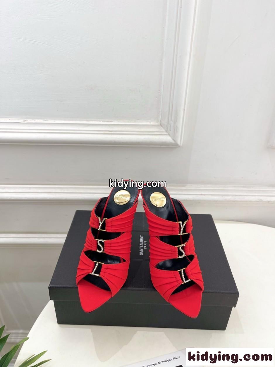 エレガント イヴ・サンローラン サンダル コピー YSL エミリー ミュール レッド-0