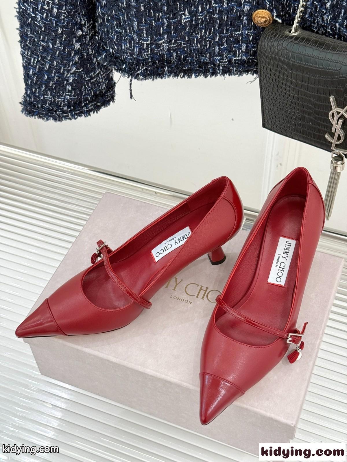 女性らしい エレガント ポインテッドトゥ ジミーチュウ パンプス スーパーコピー レッド-2