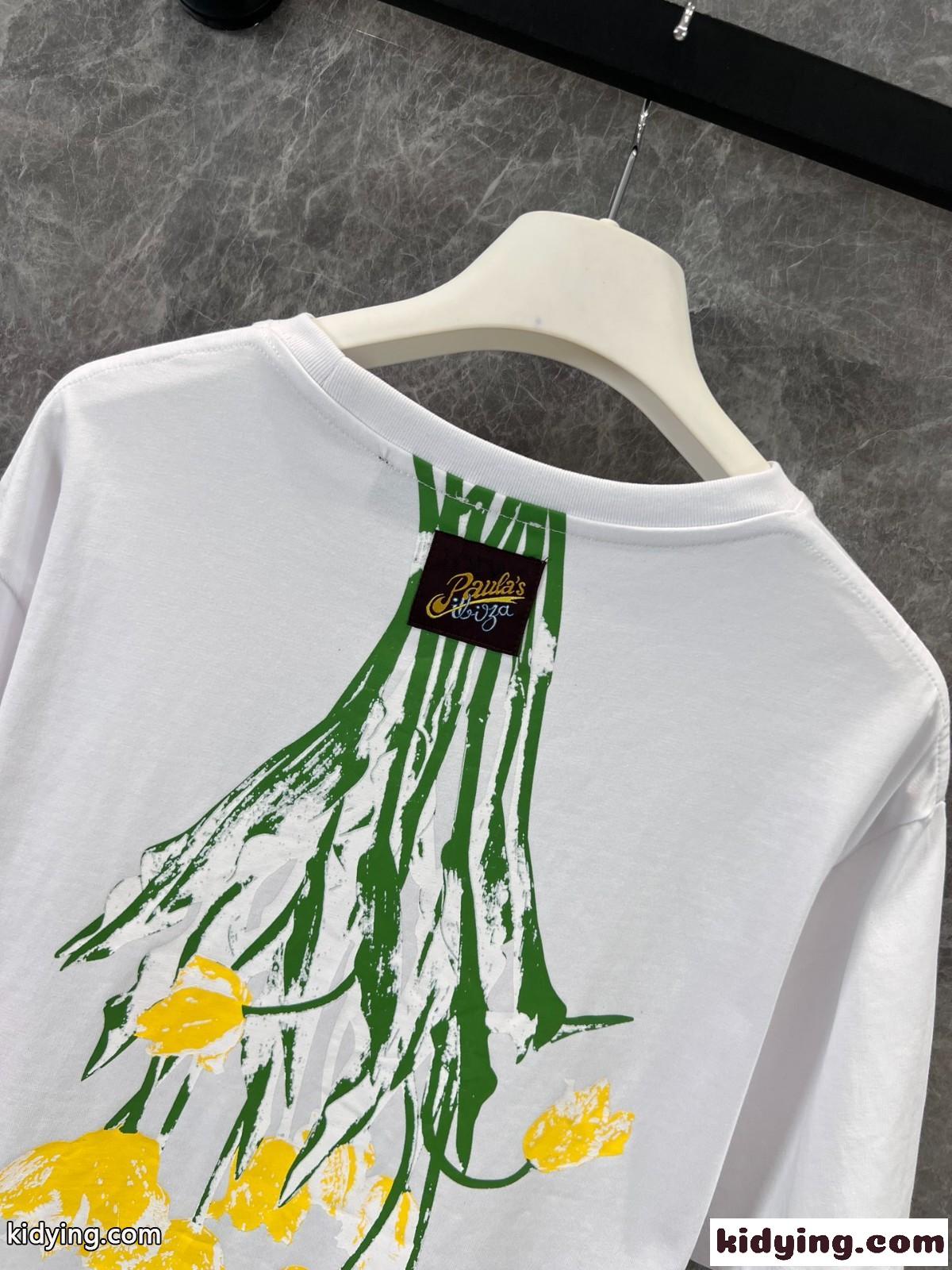 ユニセックス ゆったり 半袖Tシャツ ロエベ Tシャツ コピー コットン ホワイト-1