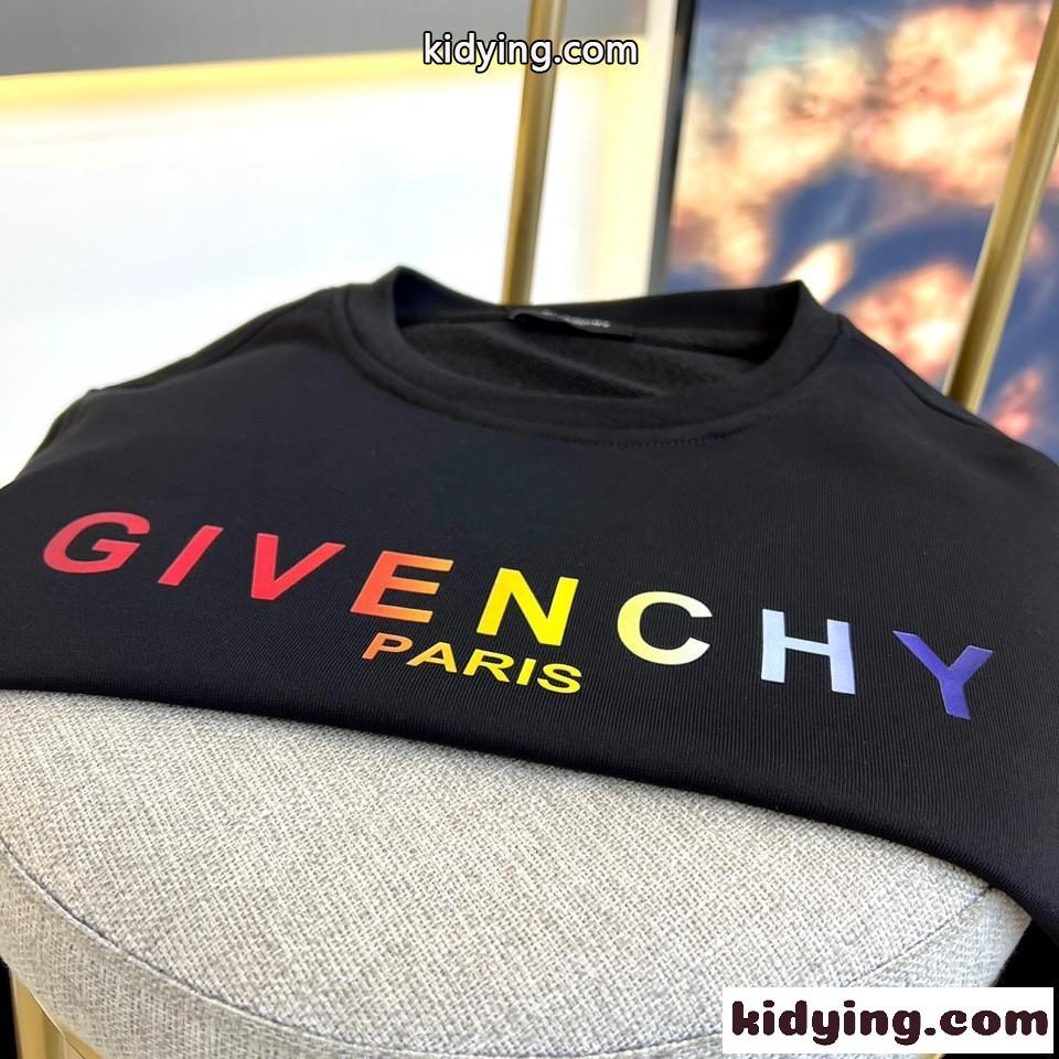 シンプル グラデーションロゴ ジバンシィ Tシャツ コピー クルーネック スウェットシャツ ブラック-1