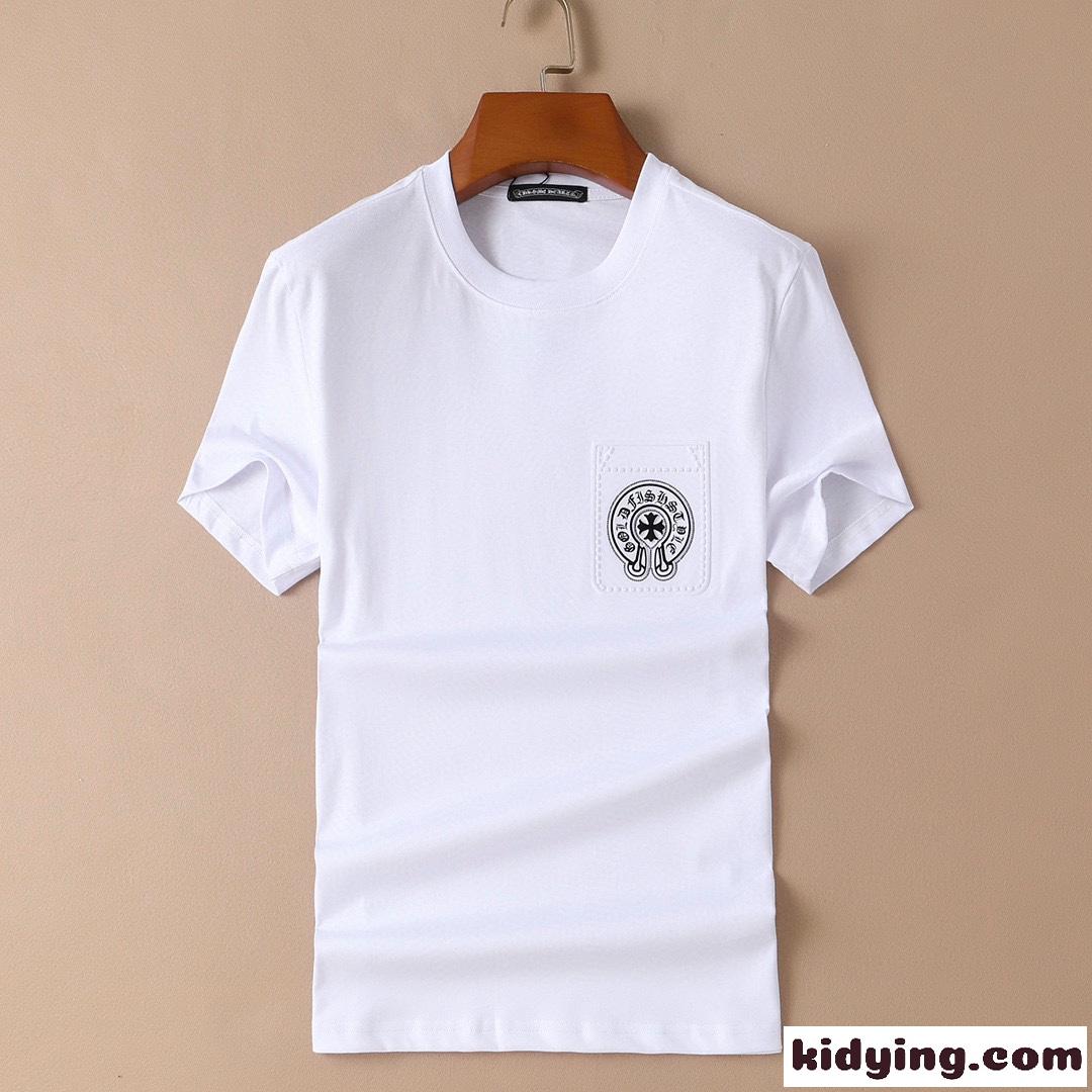柔らかい 着心地いい カジュアル クルーネック ロゴ クロムハーツ 半袖Tシャツ コピー 合わせやすい 人気 オシャレ-2
