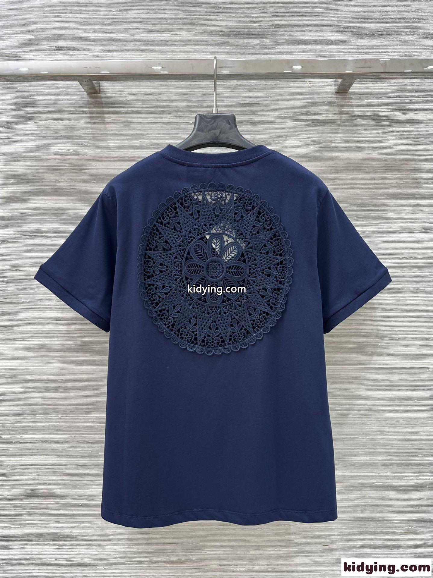 カジュアル 合わせやすい レース Tシャツ ロエベ Tシャツ コピー ネイビー-4