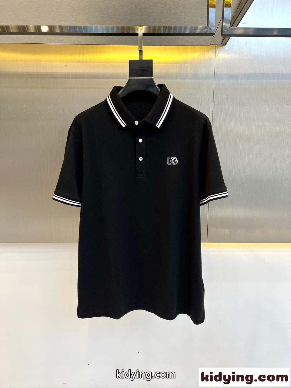カジュアル 定番 コットンピケ ポロシャツ ドルチェ&ガッバーナ 半袖Tシャツ コピー ブラック-0