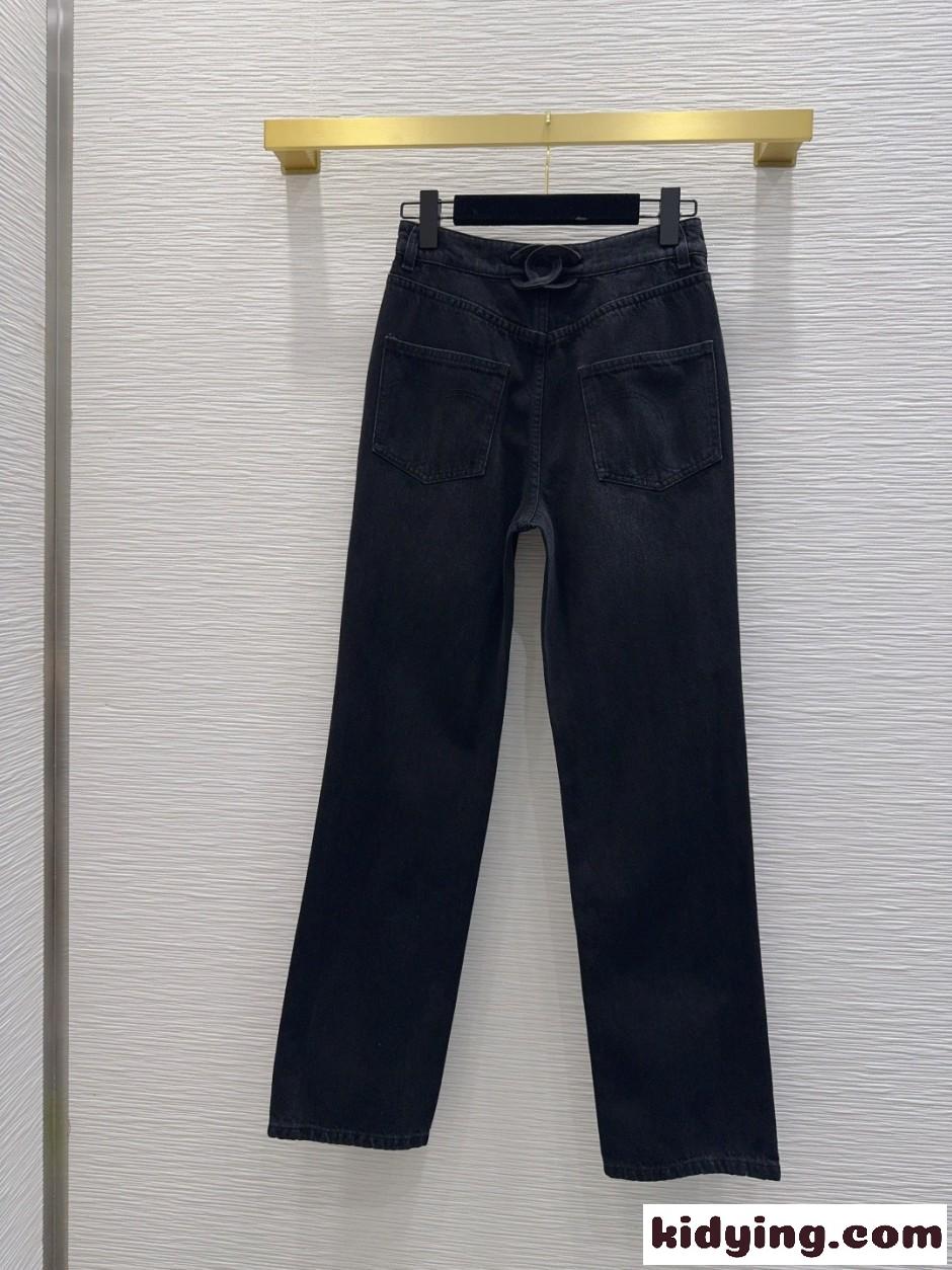洗練された ターンロック デニムパンツ シャネル ジーンズ コピー ブラック-4