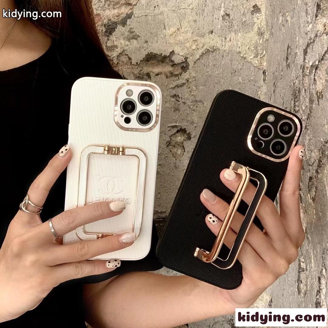 4色 アイフォンカバー おしゃれ リング付き シャネル アイフォンケース コピー スマホケース シンプル スタンド-0