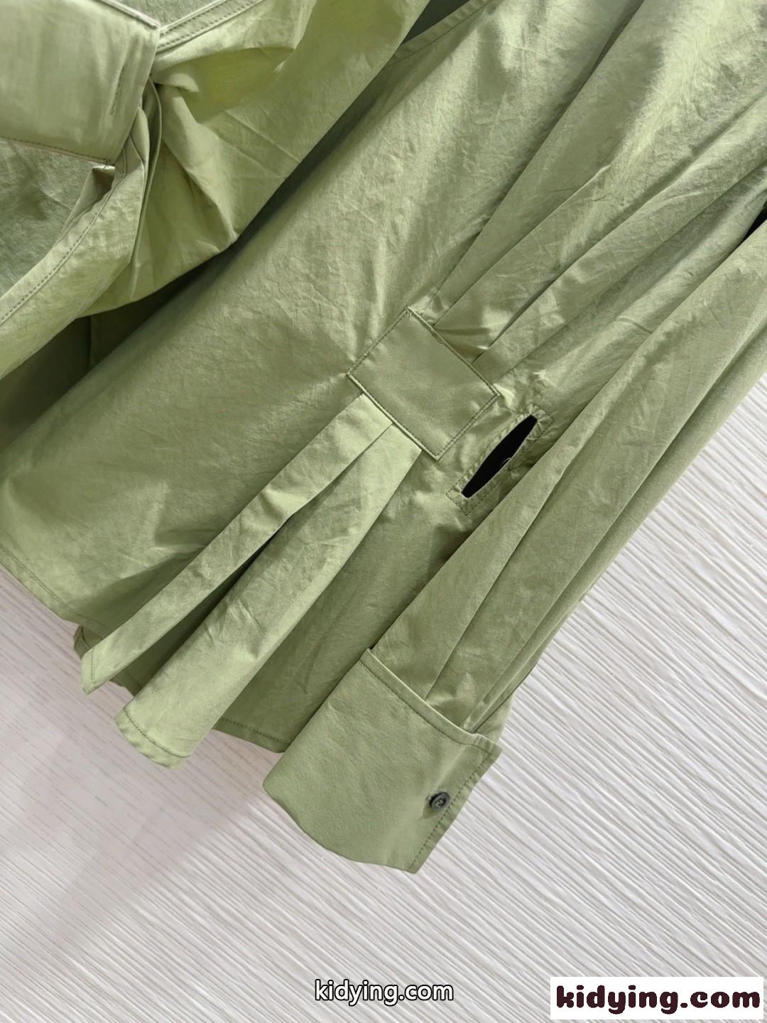 洗練された おしゃれ ロエベ シャツ コピー コットン トップス グリーン-2