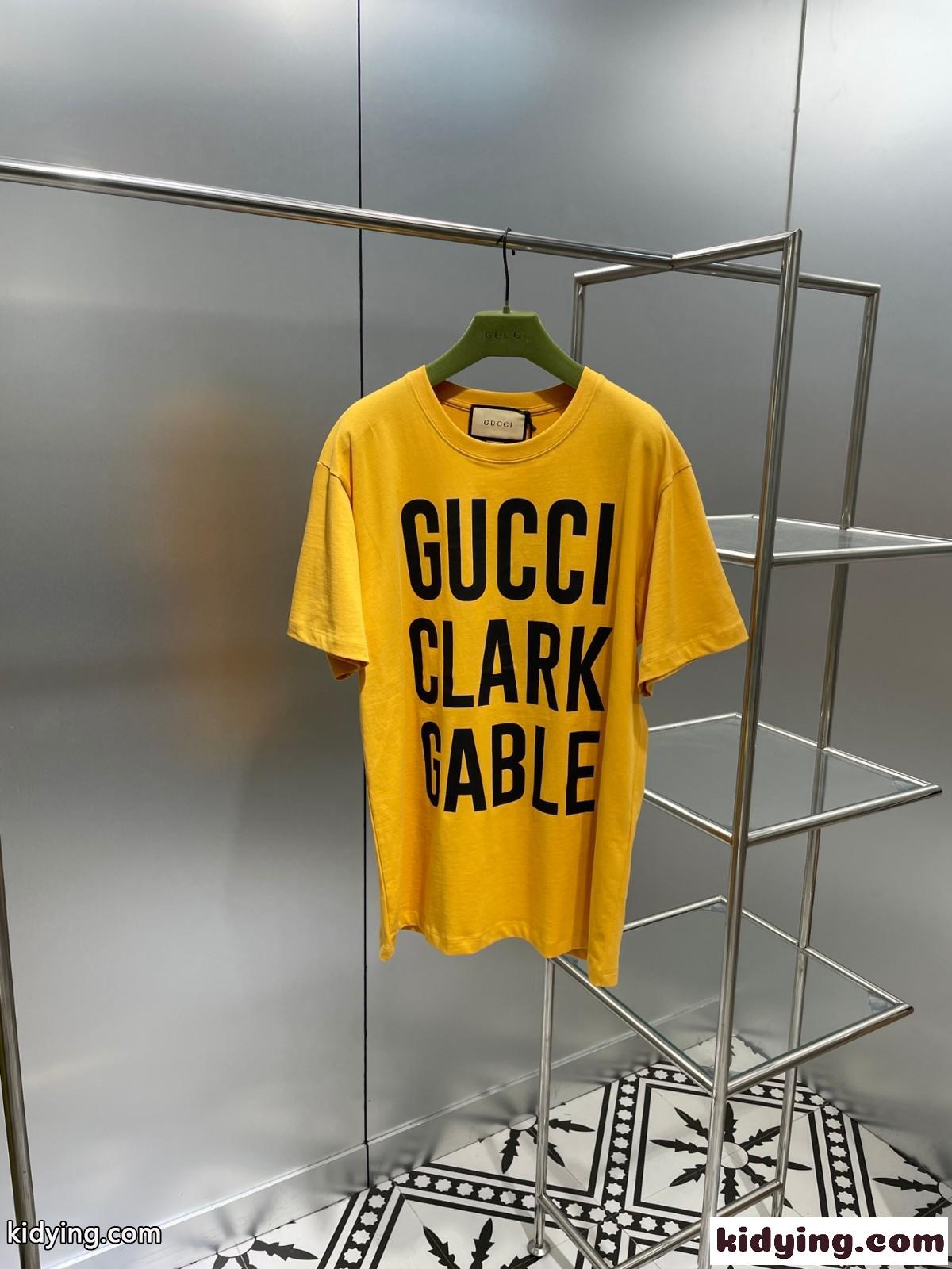 ユニセックス Gucci Clark Gable プリント クルーネック グッチ Tシャツ コピー 半袖 トップス-2