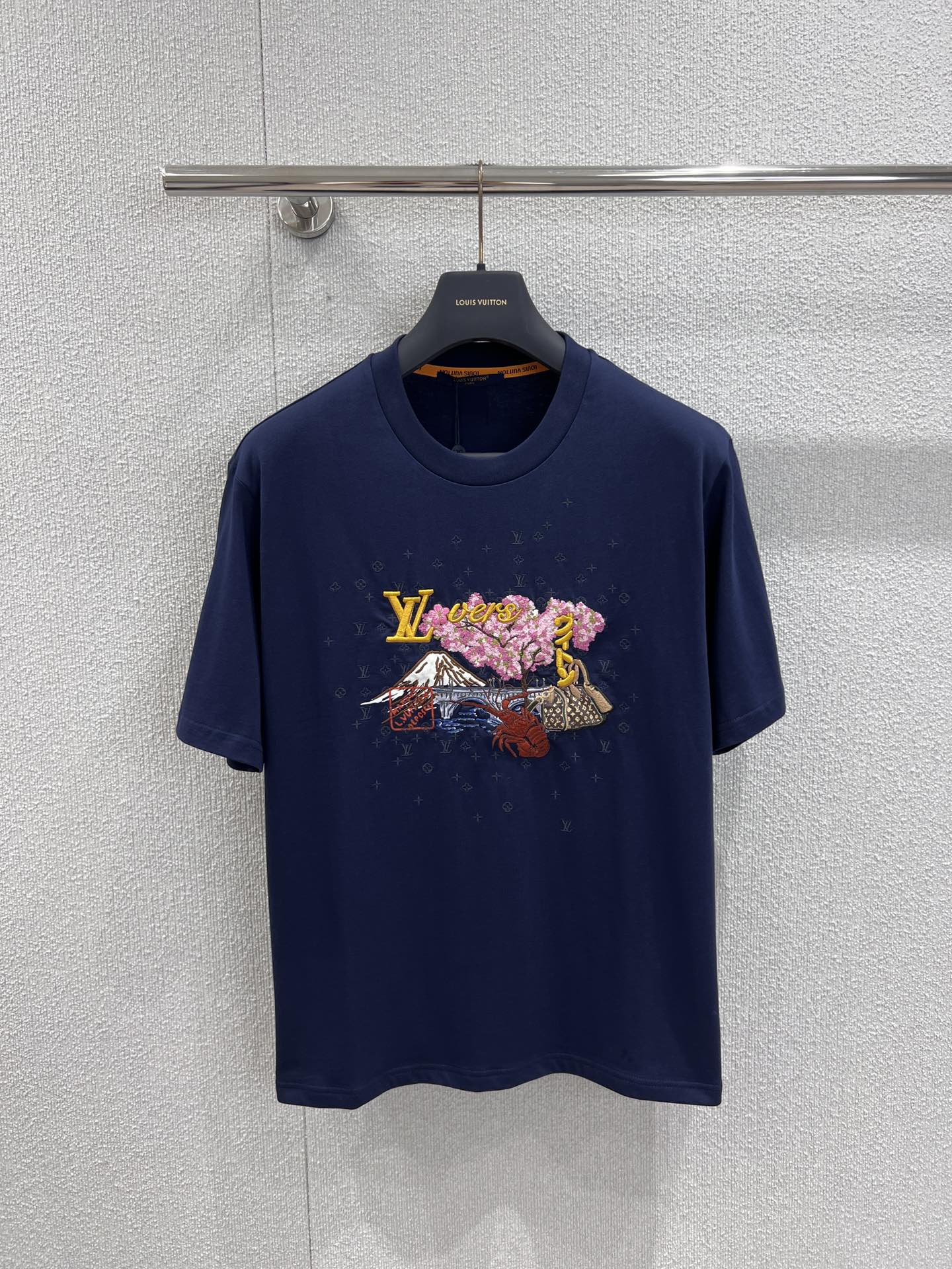 ユニセックス エンブロイダリーTシャツ ルイヴィトン Tシャツ コピー コットン-0