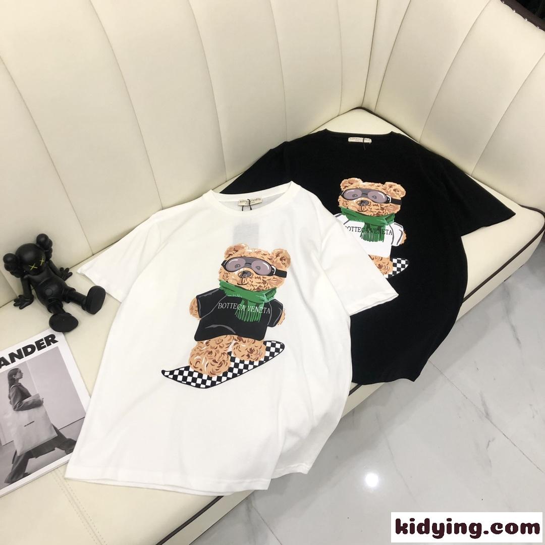 レディース カジュアル トップス 可愛い プリント ゆったり 体型カバー ボッテガヴェネタ tシャツ コピー 半袖-0