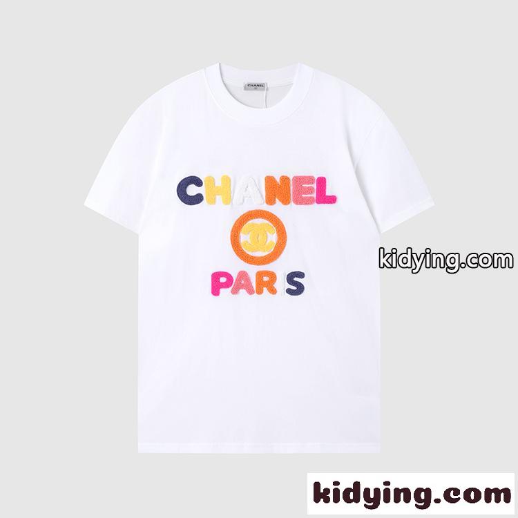 ベーシック 可愛い ロゴ クルーネック 3色あり シャネル tシャツ コピー 半袖 トップス-3