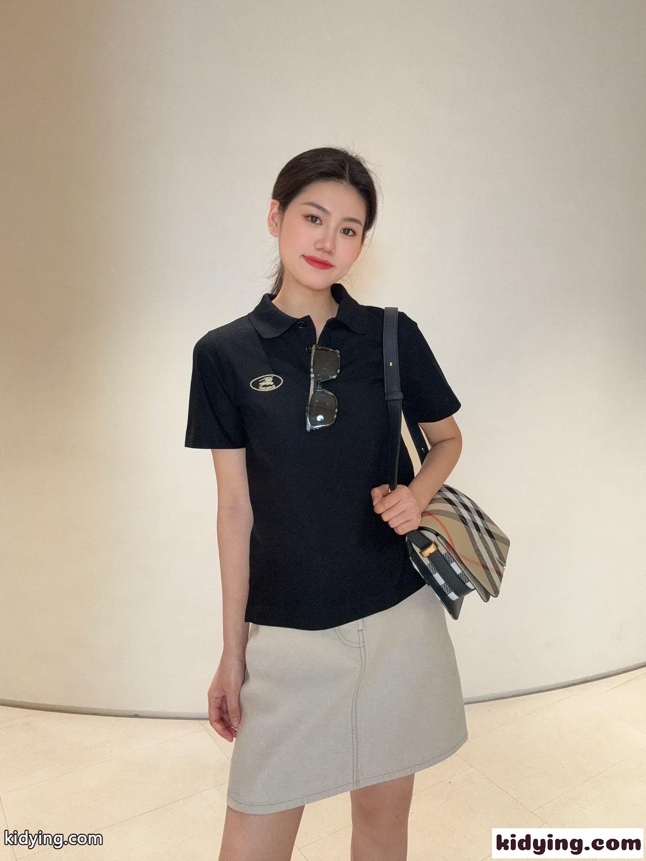 洗練された コットン ポロシャツ バーバリー Tシャツ コピー 半袖 ブラック-3