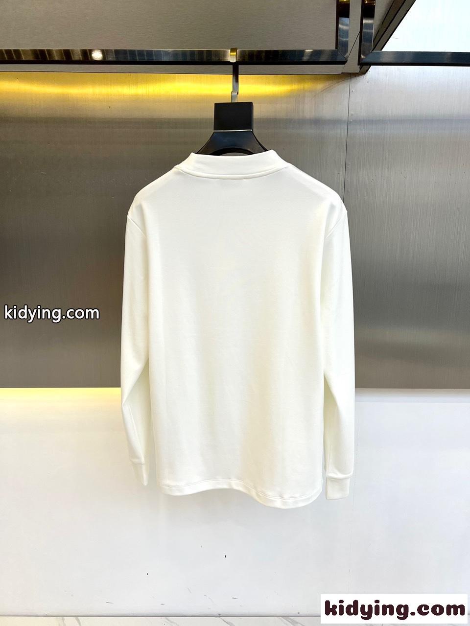 ベーシック おしゃれ ロゴ刺繍 長袖Tシャツ ロエベ Tシャツ コピー ホワイト-4
