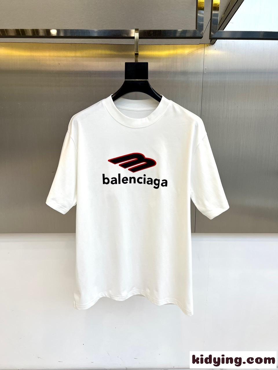 ベーシック ロゴプリント クルーネック バレンシアガ Tシャツ 偽物 コットン ホワイト-0