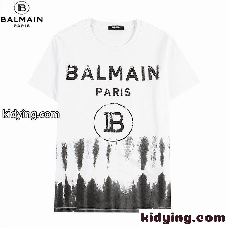 カジュアル 個性的 プリント 半袖 クルーネック バルマン Tシャツ コピー 合わせやすい-4