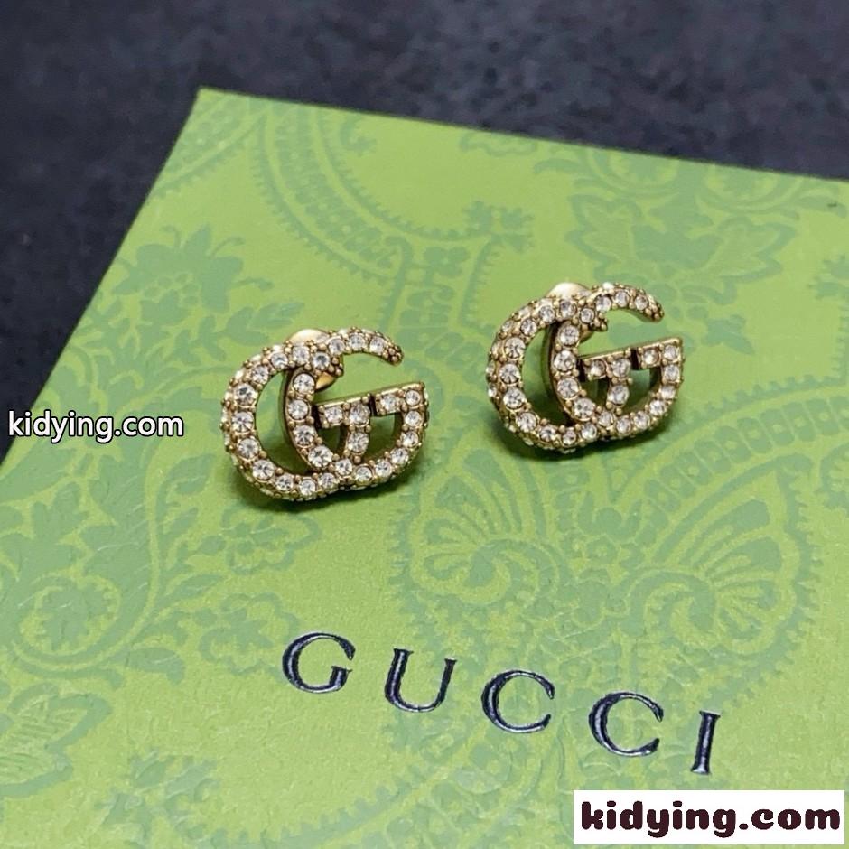 人気 洗練された GUCCI グッチ ダブルG ラインストーン ピアス 偽物-0