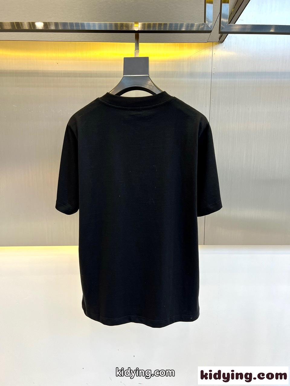 バーバリー 半袖Tシャツ コピー カジュアル コットンTシャツ ブラック-3