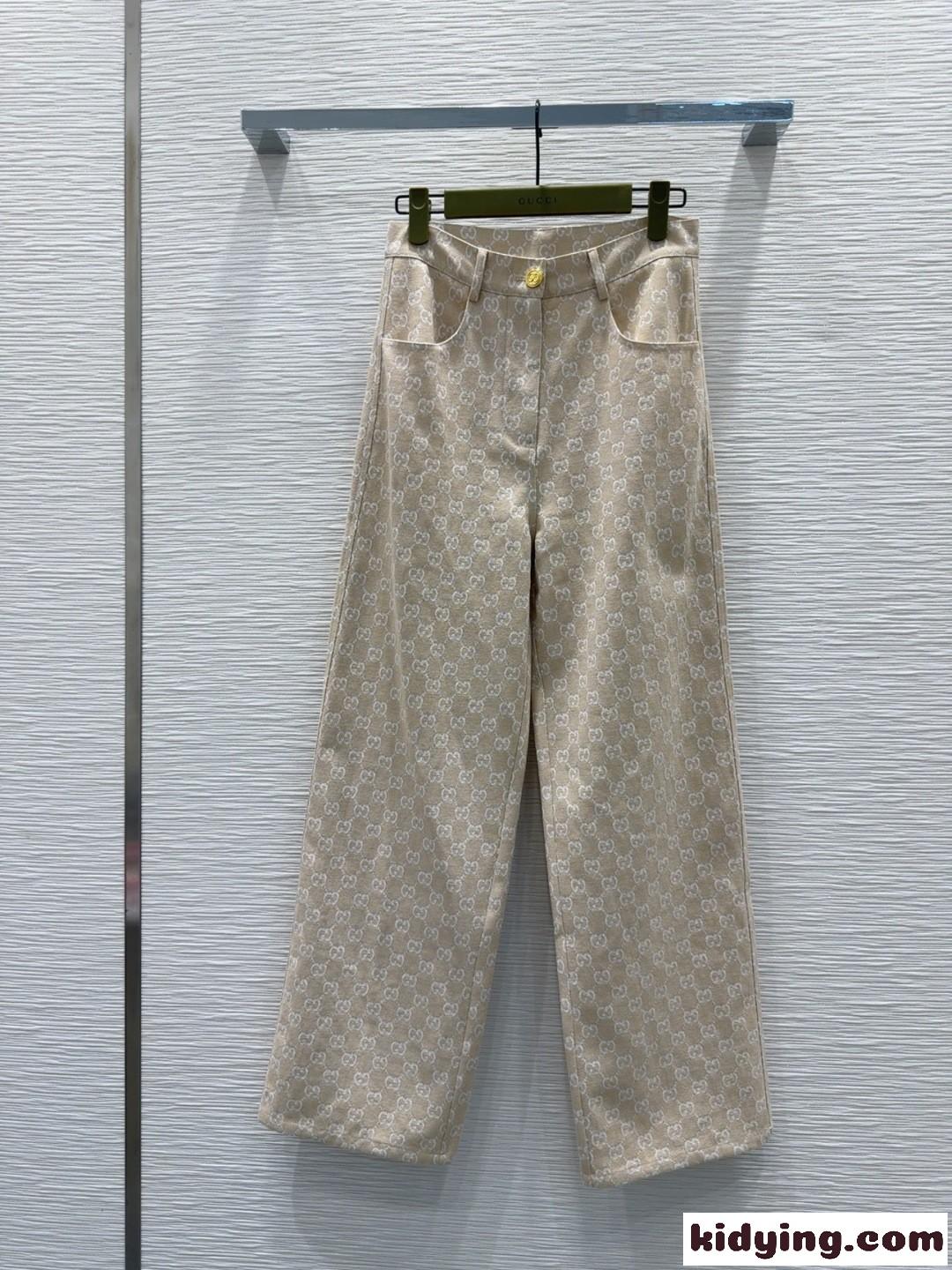 GGジャカード ロングパンツ グッチ パンツ 偽物 ズボン ベージュ-0
