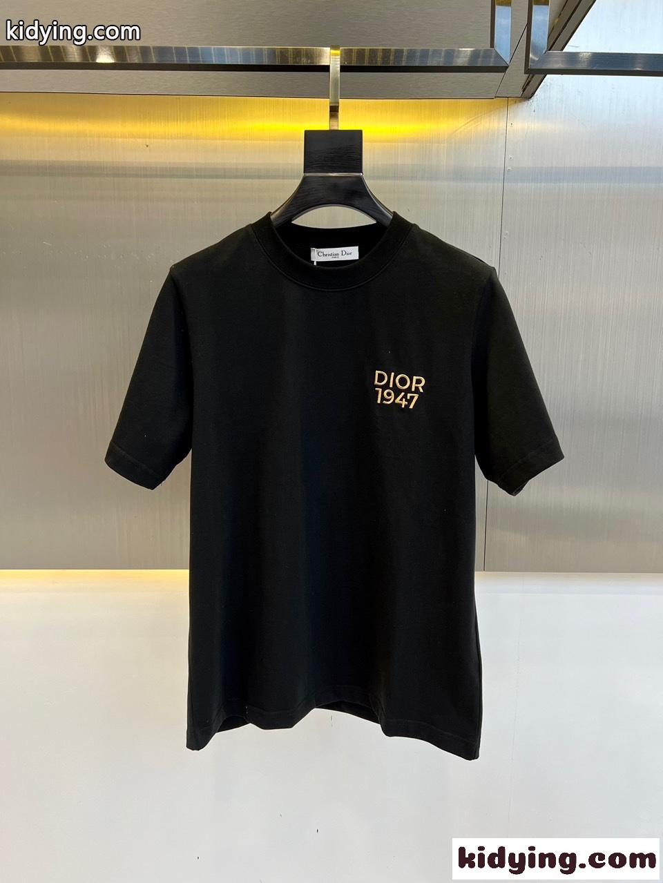 クリスチャン・ディオール 半袖Tシャツ コピー シンプル ロゴ入り クルーネック ブラック-0