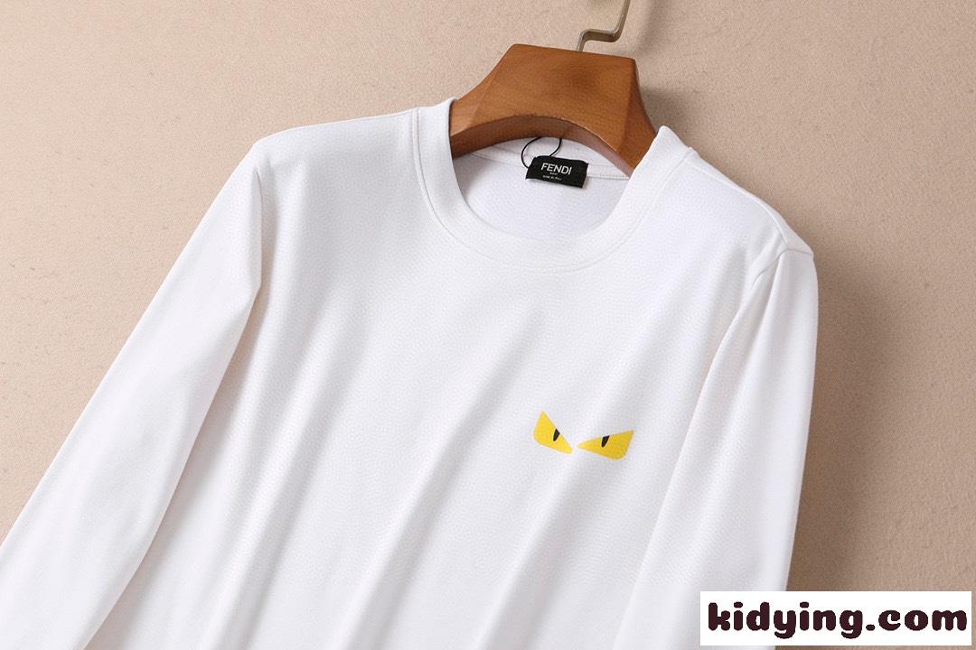 ベーシック ファッション フェンディ  tシャツ メンズ コピー プルオーバー 長袖 ホワイト ブラック 柔らかい 裏起毛-3