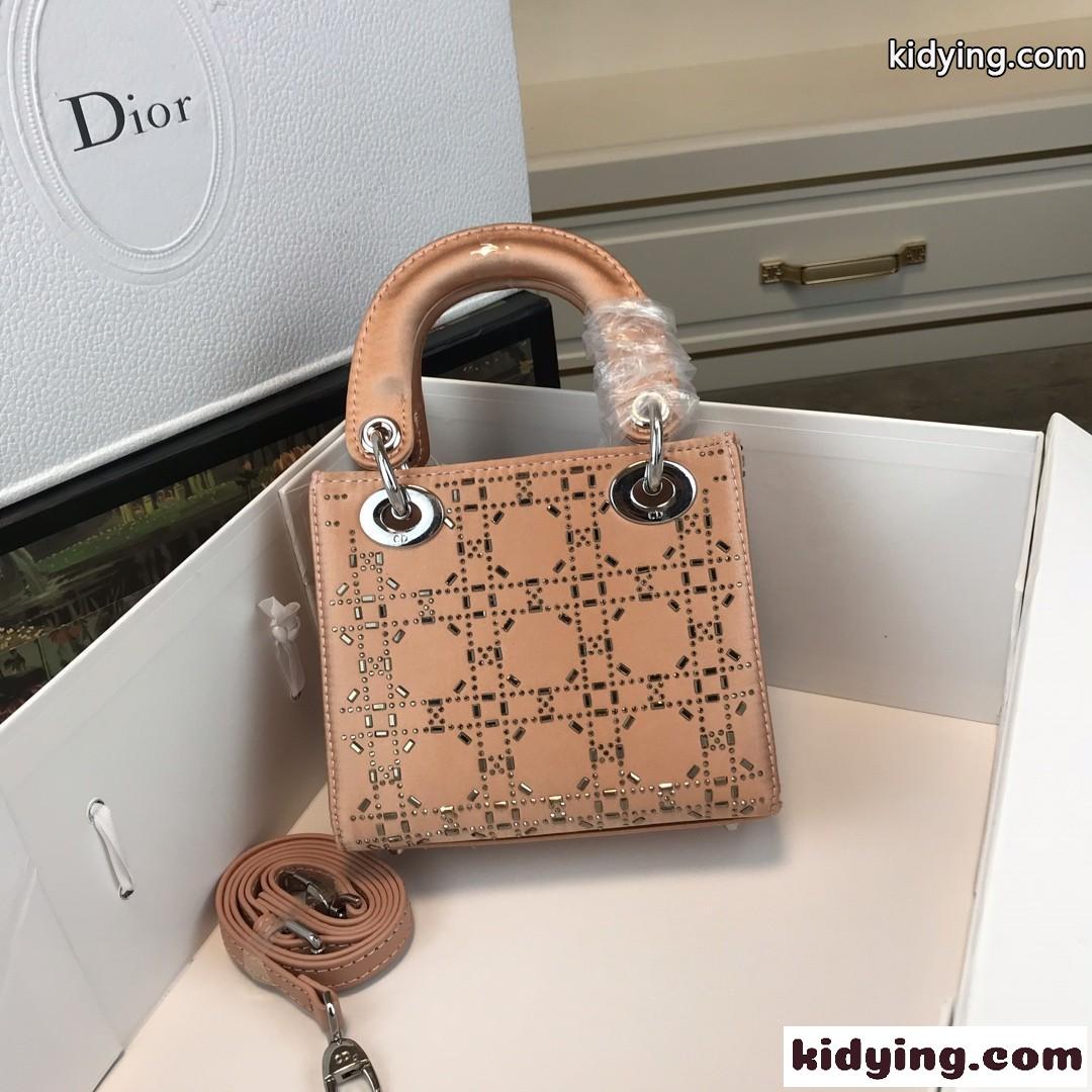 クリスチャン・ディオール バッグ コピー 大人気 LADY DIOR カナージュ サテン ミニバッグ ピンク-0
